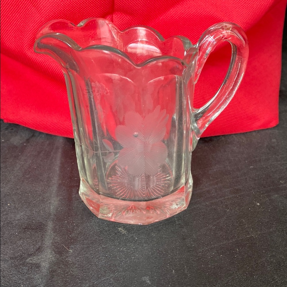 Elegant Clear Glass creamer with Floral Design